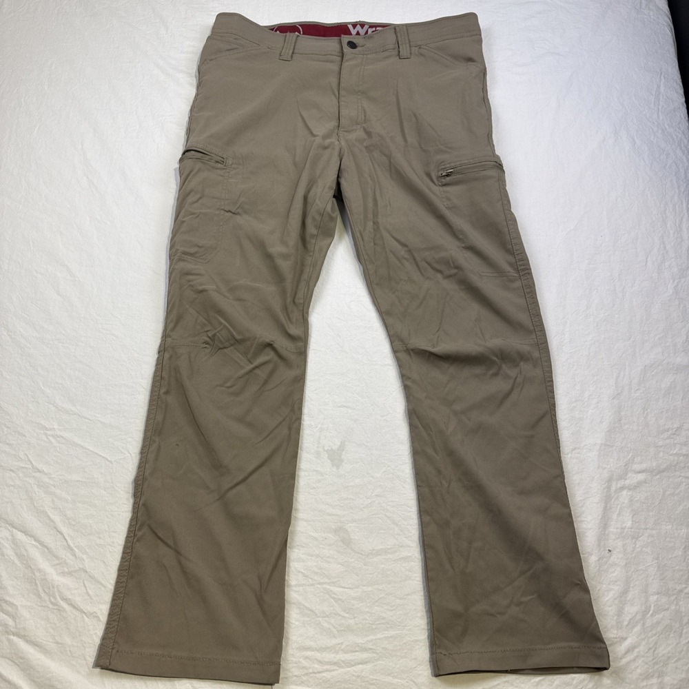 Wrangler ATG Utility Pants Mens 36x32 TAN Stretch Outdoor Hiking Gorpcore